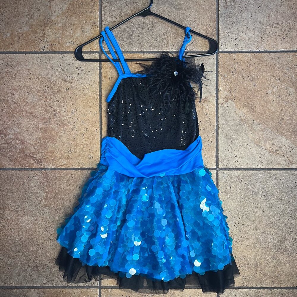 Weissman Black Blue Sequin Dress Costume